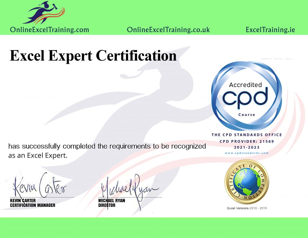 spreadsheet certificate