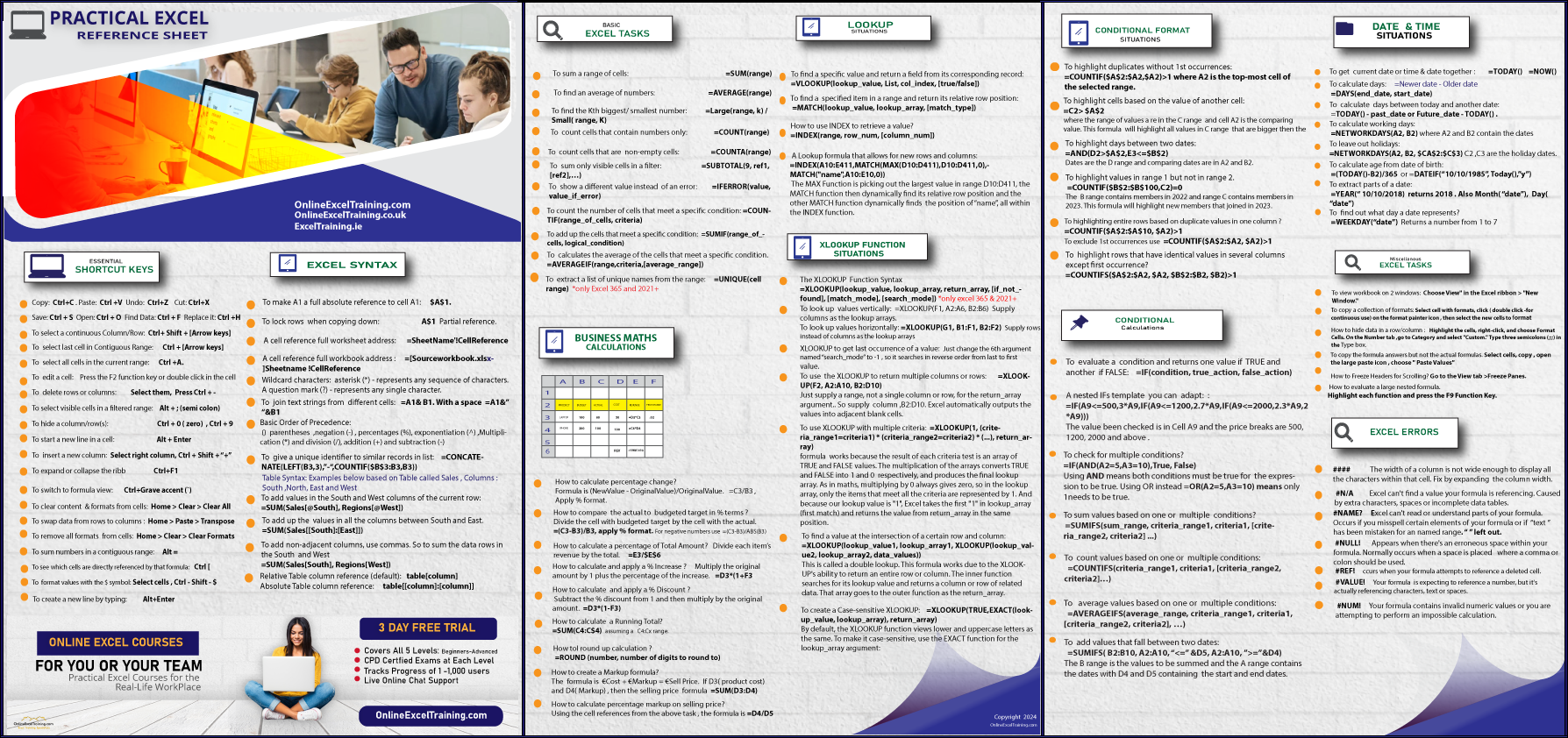 Excel Tasks on one page